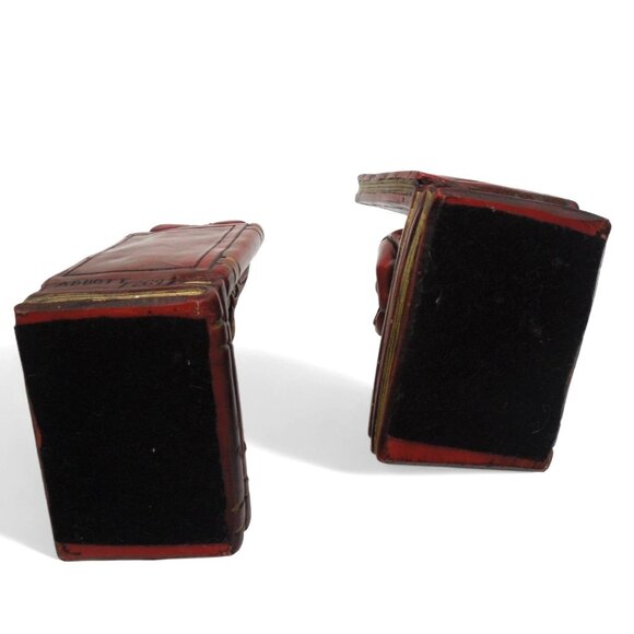 BOOKENDS Asian Boy and Girl ABBOTT Red And Gold Figurines Vintage - Picture 8 of 11